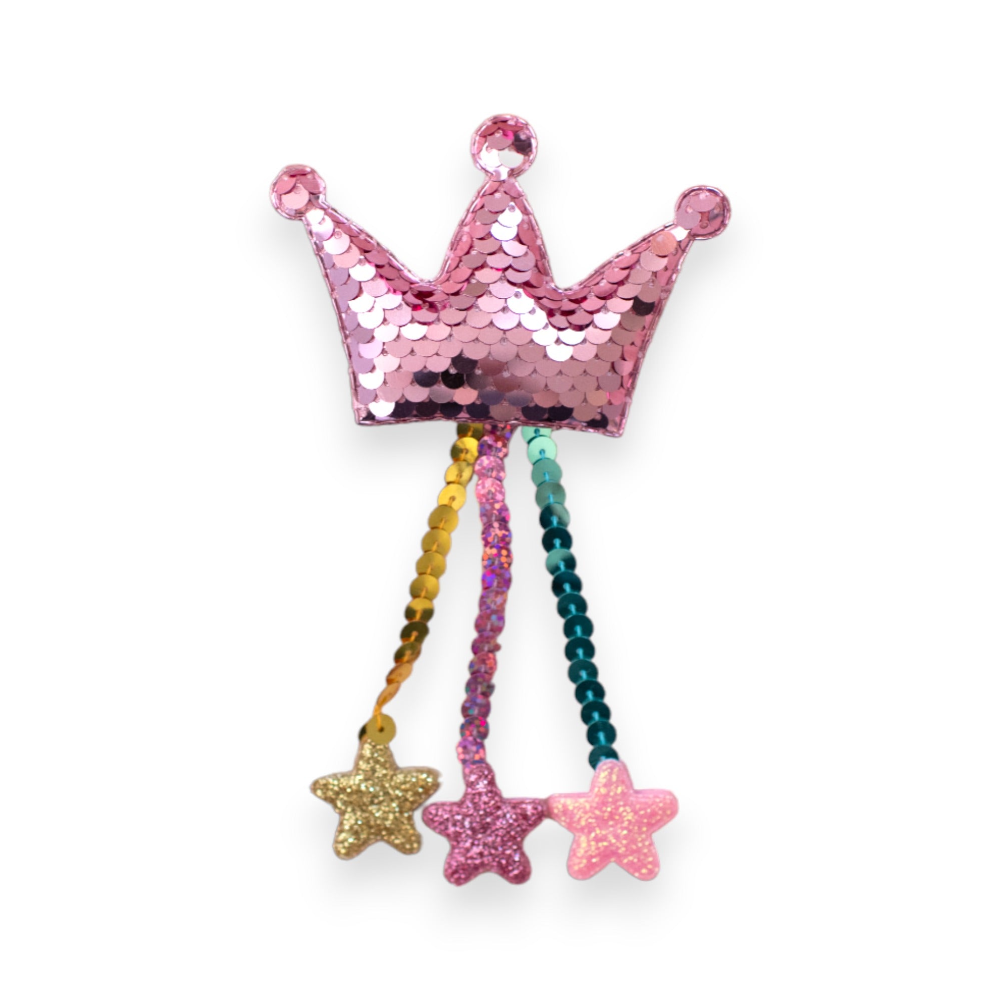 Summer Crystal Sparkling Sequins Crown with Tassels Hair Clip For Girls