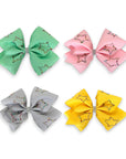 4pk Girls' 6.5 Inch Jumbo Grosgrain Bow Hair Clips - Sparkle Collection - Summer Crystal®