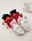 4pk Girls' 6.5 Inch Jumbo Grosgrain Bow Hair Clips - Sparkle Collection - Summer Crystal®