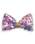 Summer Crystal - Large Sequin Top Bow Hair Clip - 1 Pack
