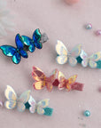 4pk Girls' 2“ 3D Glossy Holographic Butterfly Hair Clips - Summer Crystal®