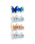 4pk Girls' 2“ 3D Glossy Holographic Butterfly Hair Clips - Summer Crystal®