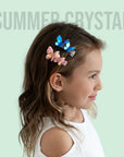 4pk Girls' 2“ 3D Glossy Holographic Butterfly Hair Clips - Summer Crystal®
