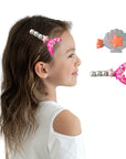 Girls' 2pk Glitter Sequin Mermaid Tail & Pearl Seashell Hair Clip Set
