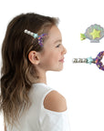 Girls' 2pk Glitter Sequin Mermaid Tail & Pearl Seashell Hair Clip Set
