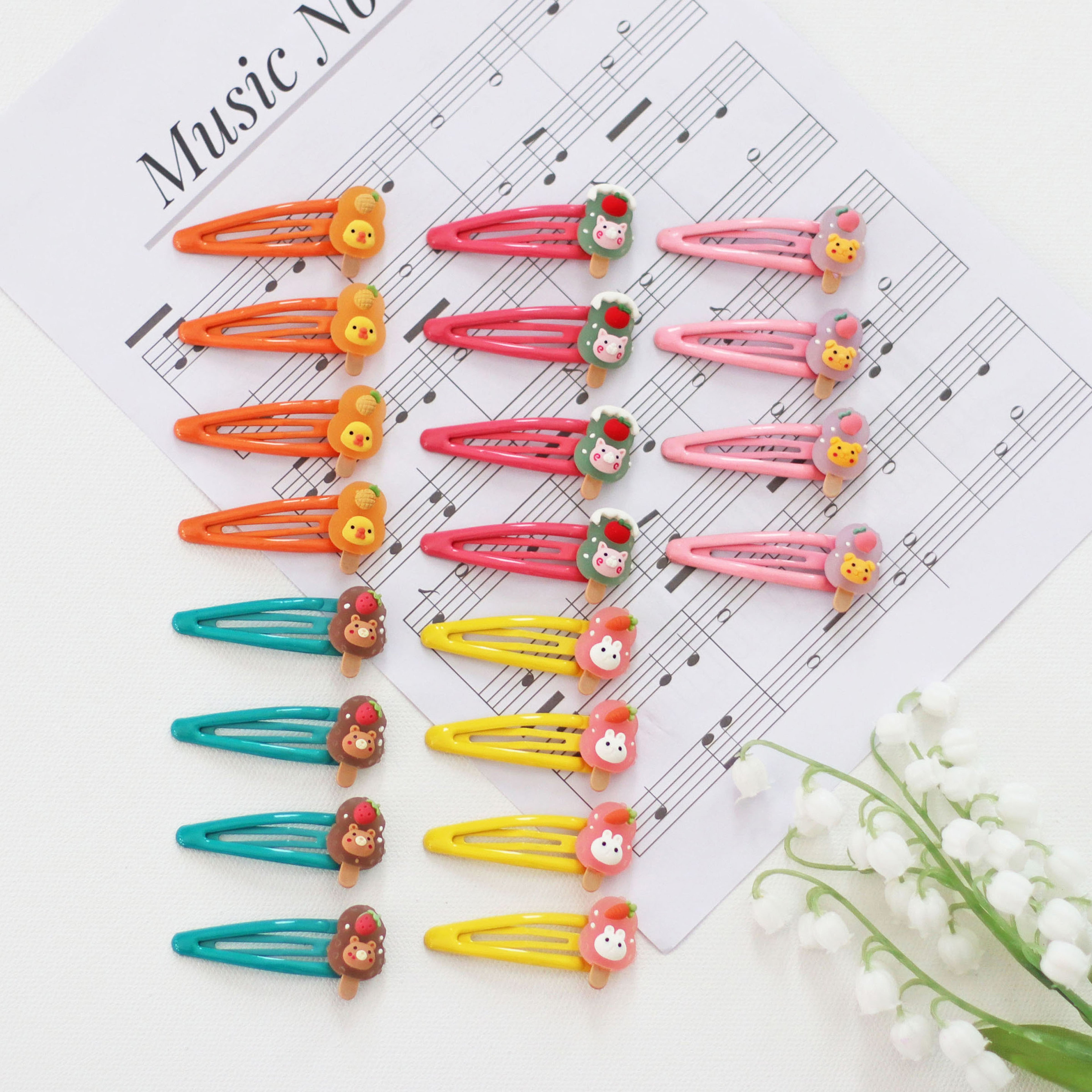 Summer Crystal - Metal Snap Barrette Hair Clips
