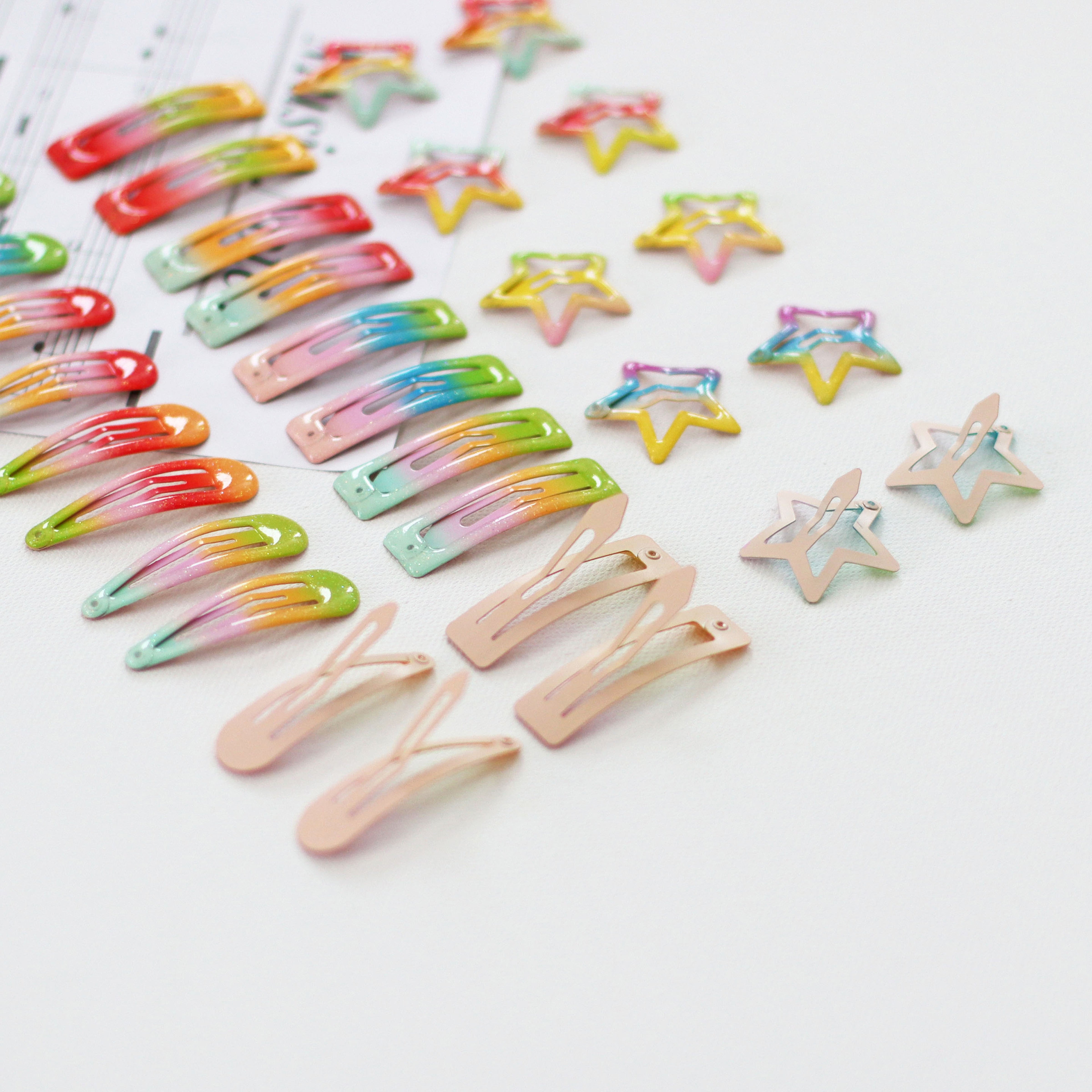 Summer Crystal - Metal Snap Barrette Hair Clips