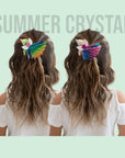 Summer Crystal - Winged Ombre Rainbow Unicorn Hair Clip - 1 Pack