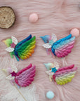 Summer Crystal - Winged Ombre Rainbow Unicorn Hair Clip - 1 Pack