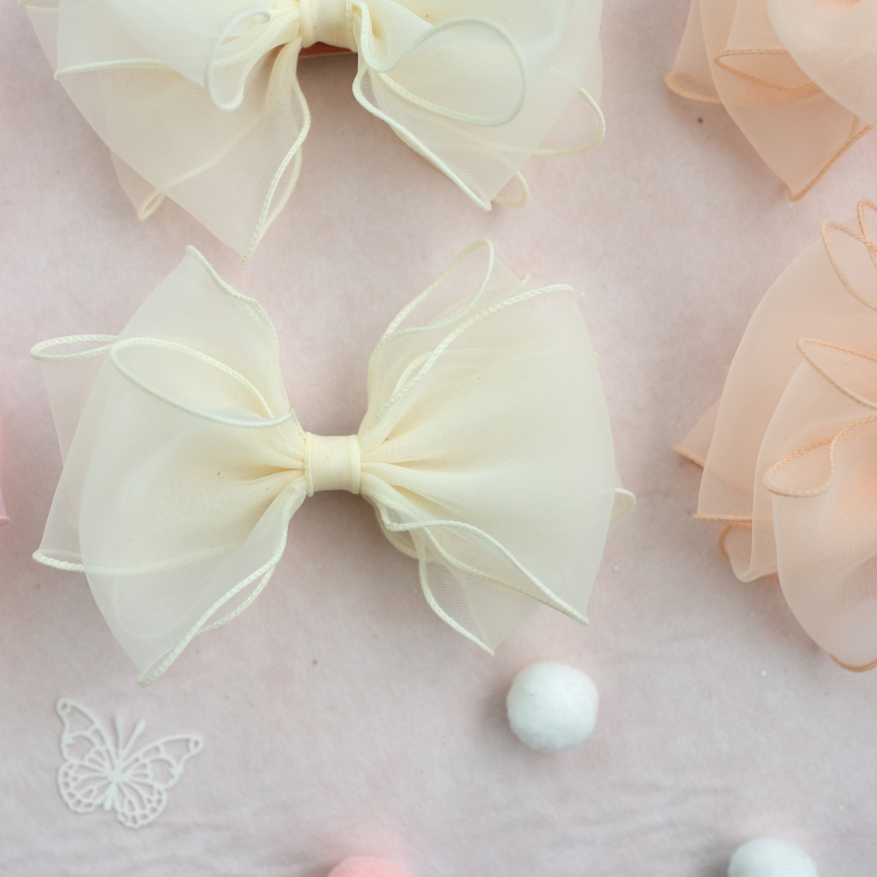 Summer Crystal - Organza Cloud Bow Hair Clip – 1 Pack