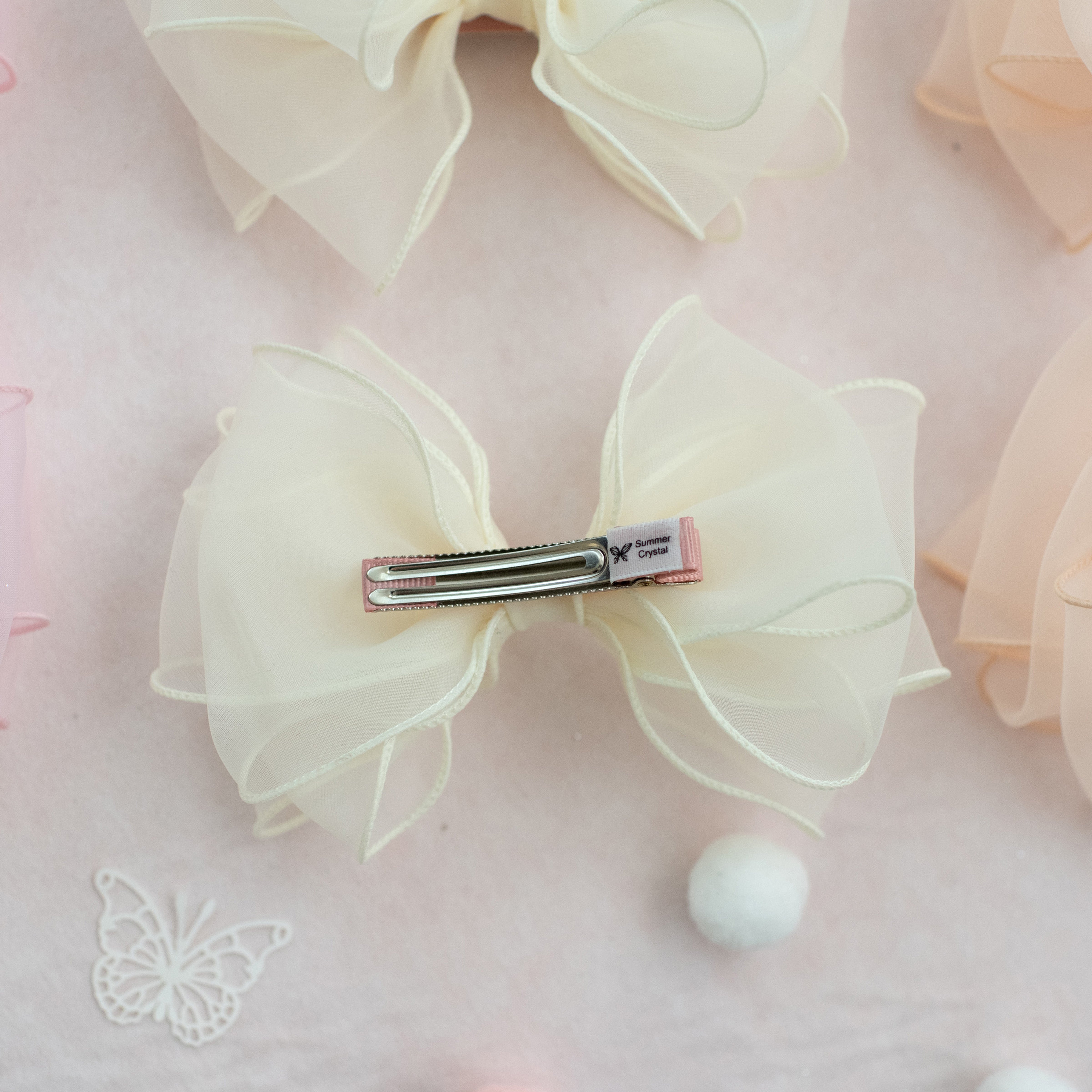 Summer Crystal - Organza Cloud Bow Hair Clip – 1 Pack