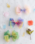 Summer Crystal - Tulle Bow Hair Clips - 2PK