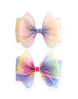 Summer Crystal - Tulle Bow Hair Clips - 2PK
