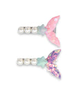 Girls' 2pk Glitter Sequin & Pearls Mermaid Tail Hair Clips