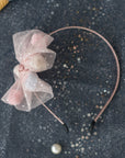 Girls' Tulle Mesh Pompoms Bow Headband