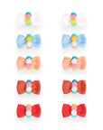 Pompoms Cotton Bow Hair Clips for Baby & Toddler Girls - 10 Pack