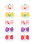 Pompoms Cotton Bow Hair Clips for Baby & Toddler Girls - 10 Pack
