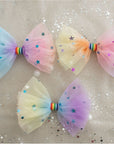 Summer Crystal - Rainbow Tulle Bow Hair Clip - 1 Pack