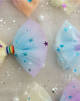 Summer Crystal - Rainbow Tulle Bow Hair Clip - 1 Pack