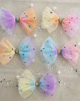 Summer Crystal - Rainbow Tulle Bow Hair Clip - 1 Pack