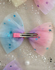 Summer Crystal - Rainbow Tulle Bow Hair Clip - 1 Pack
