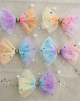 Summer Crystal - Tulle Bow Hair Clips - 2PK
