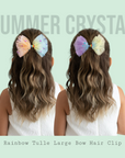 Summer Crystal - Rainbow Tulle Bow Hair Clip - 1 Pack