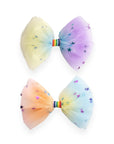 Summer Crystal - Tulle Bow Hair Clips - 2PK