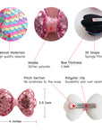 Summer Crystal - Sequin Glitter Stuffed Bow Hair Clip - 1 Pack