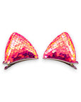 Summer Crystal - Large Sequin Cat Ears Hair Clips - 1 Pair
