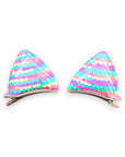 Summer Crystal - Large Sequin Cat Ears Hair Clips - 1 Pair