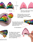 Summer Crystal - Large Sequin Cat Ears Hair Clips - 1 Pair