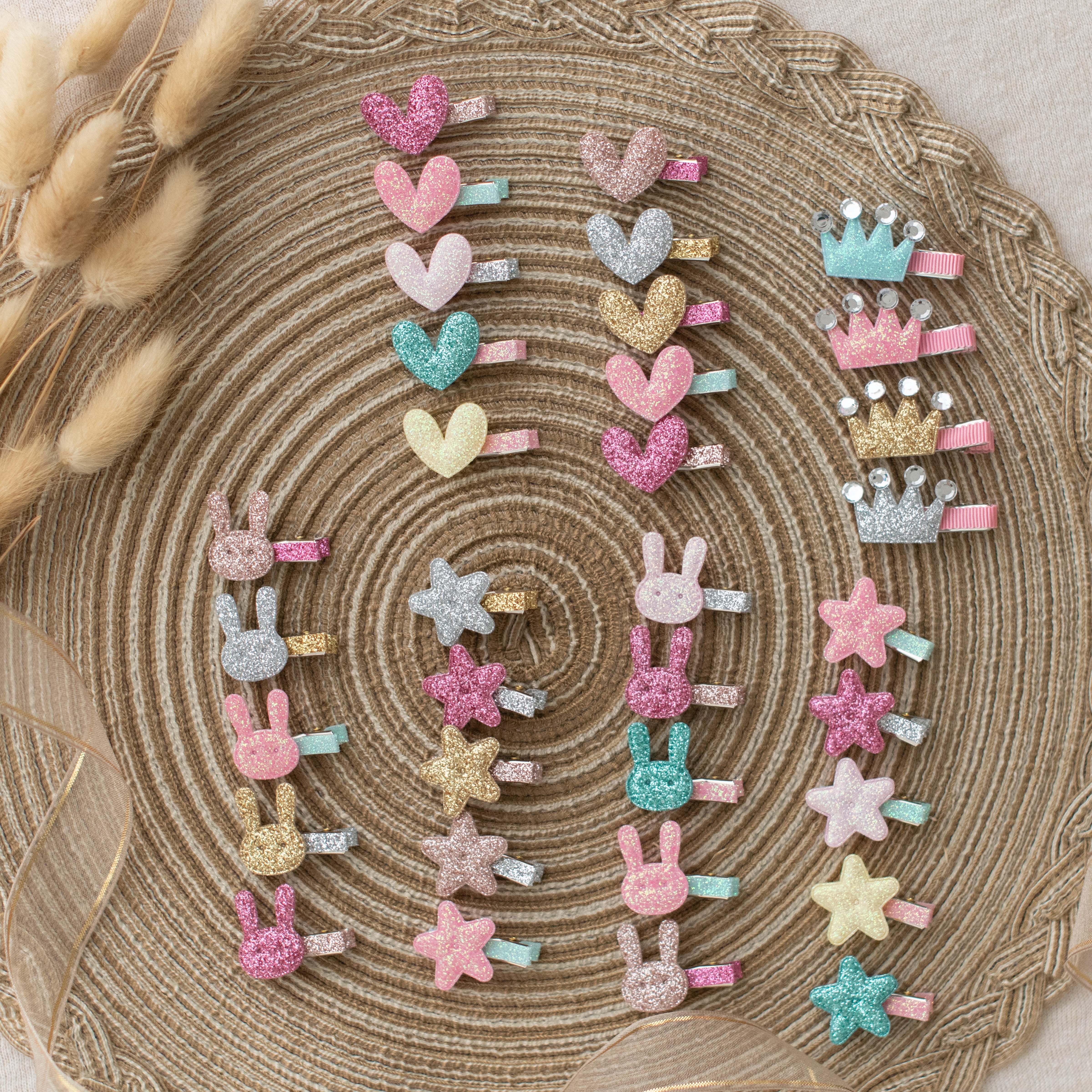 Summer Crystal - Glitter Mini Hair Clips – Assorted Colors Random Selection - 16 Pack