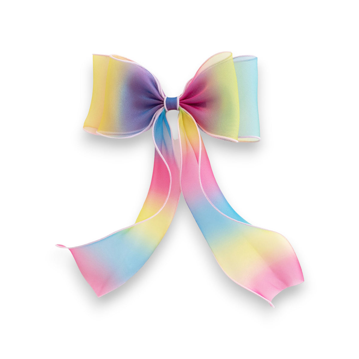 Girls' Organza Bow Hair Clip with Long Flowing Ribbons – Summer