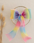 Summer Crystal - Organza Bow Hair Hair Clip with Long Flowing Ribbons - 1 Pack