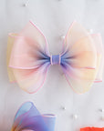 Summer Crystal - Organza Bow Hair Hair Clip with Long Flowing Ribbons - 1 Pack