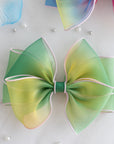 Summer Crystal - Organza Bow Hair Hair Clip with Long Flowing Ribbons - 1 Pack