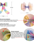 Summer Crystal - Organza Bow Hair Hair Clip with Long Flowing Ribbons - 1 Pack