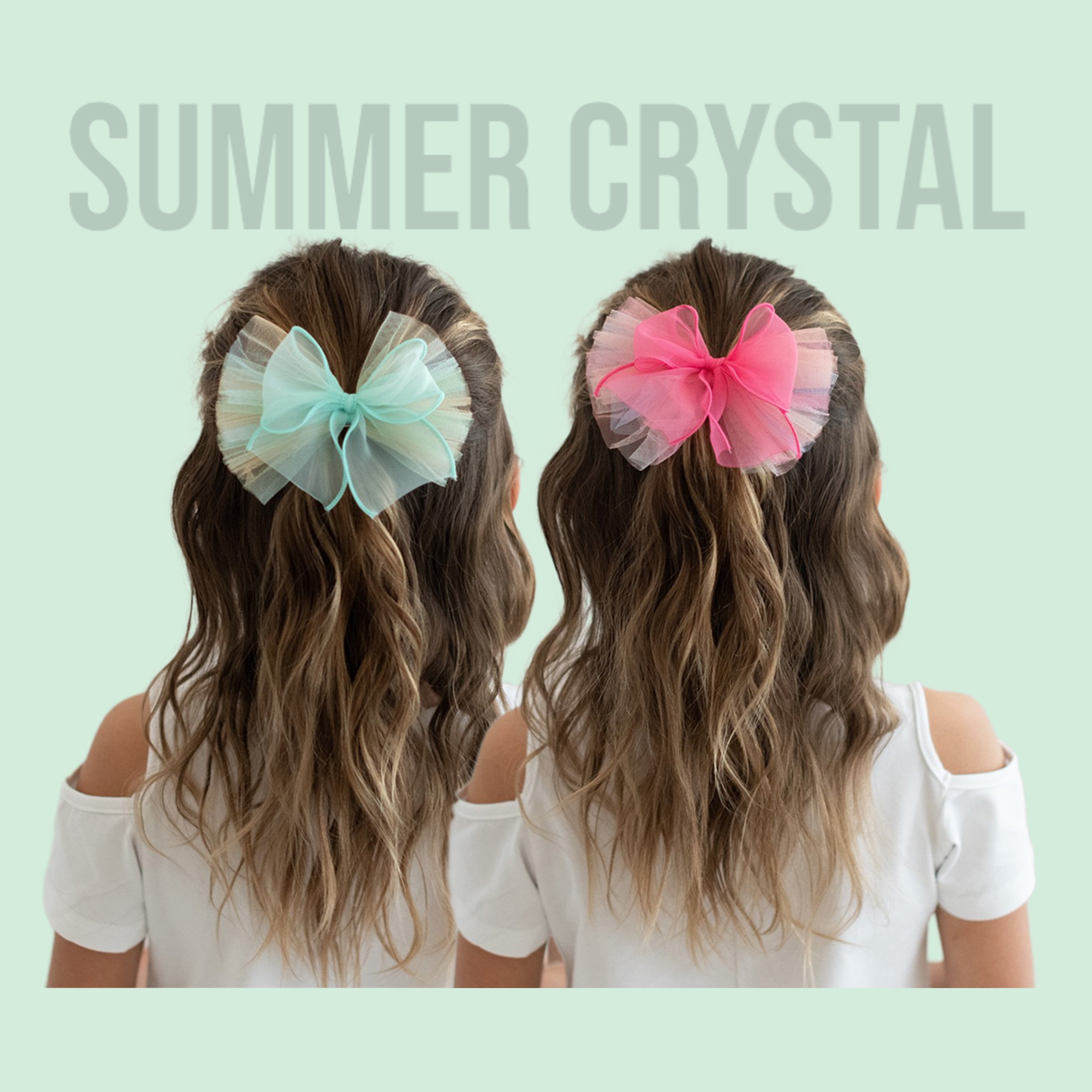 Summer Crystal - Organza Tulle Bow Hair Clip - 1 Pack