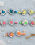 Summer Crystal - Seashell Hair Clips with Embedded Pearl - 1 Pair