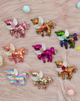 Summer Crystal - Winged Sequin Unicorn Hair Clip - 1 Pack