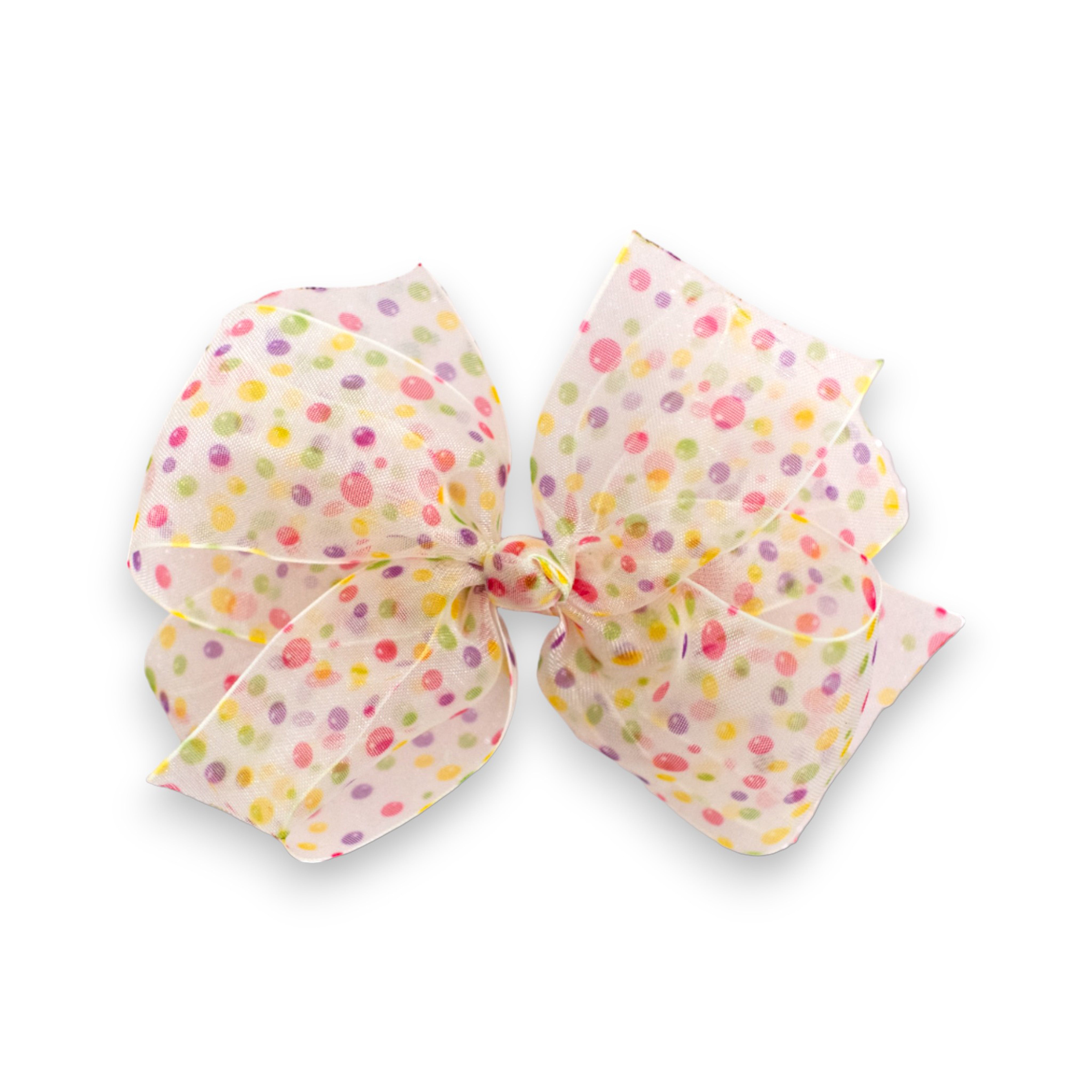 Summer Crystal - Sheer Tulle Bow with Dots Hair Clip - 1 Pack