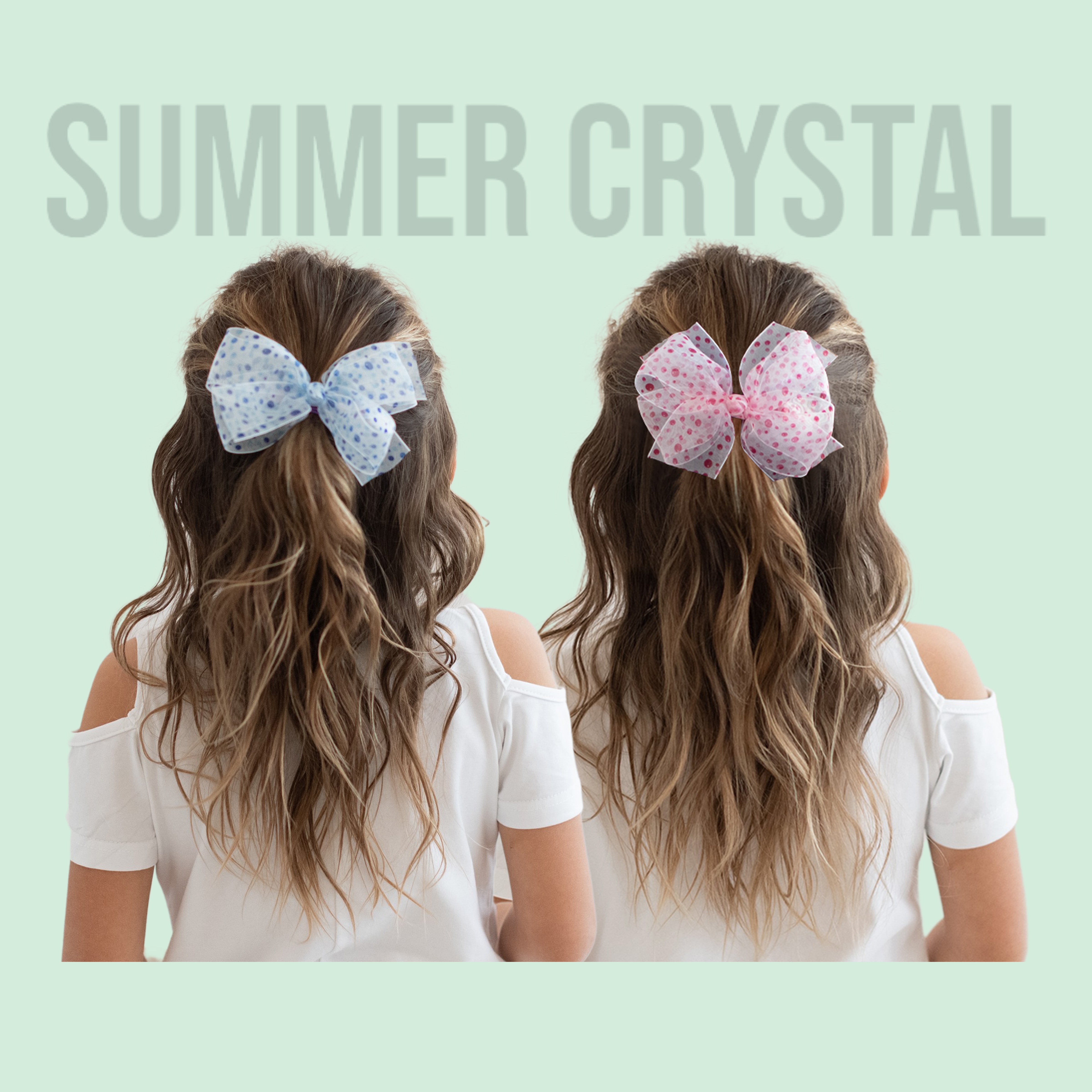 Summer Crystal - Sheer Tulle Bow with Dots Hair Clip - 1 Pack