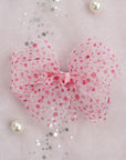 Summer Crystal - Sheer Tulle Bow with Dots Hair Clip - 1 Pack