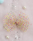 Summer Crystal - Sheer Tulle Bow with Dots Hair Clip - 1 Pack