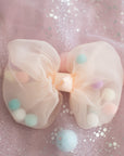Summer Crystal - Tulle Bow with Pompoms Hair Clip - 1 Pack