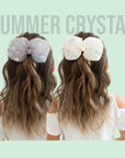 Summer Crystal - Tulle Bow with Pompoms Hair Clip - 1 Pack