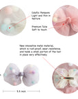 Summer Crystal - Tulle Bow with Pompoms Hair Clip - 1 Pack