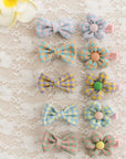 Plaid Cotton Bow & Flower Hair Clips for Baby & Toddler Girls - 10 Pack