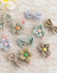 Plaid Cotton Bow & Flower Hair Clips for Baby & Toddler Girls - 10 Pack